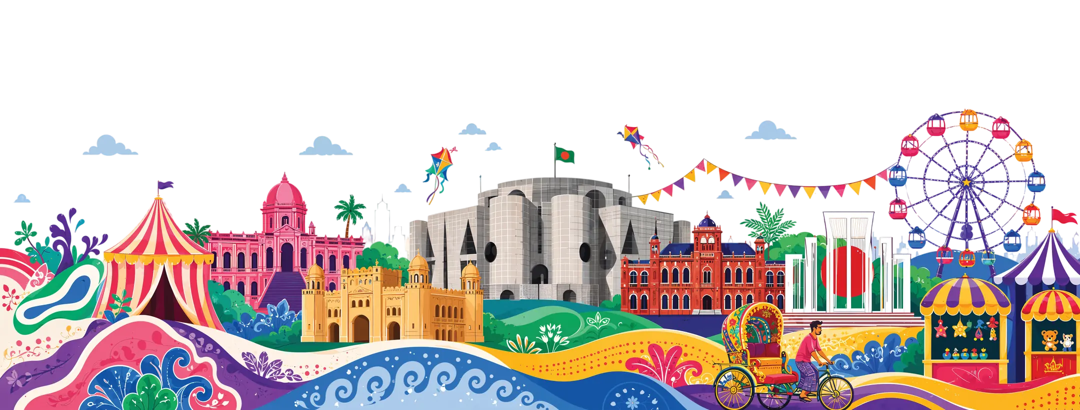Dhaka festive cityscape